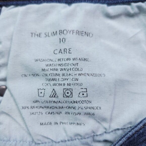 Ann Taylor The Slim Boyfriend Jeans 10 Low Rise Blue Denim Raw Hem Stretch - Picture 8 of 8
